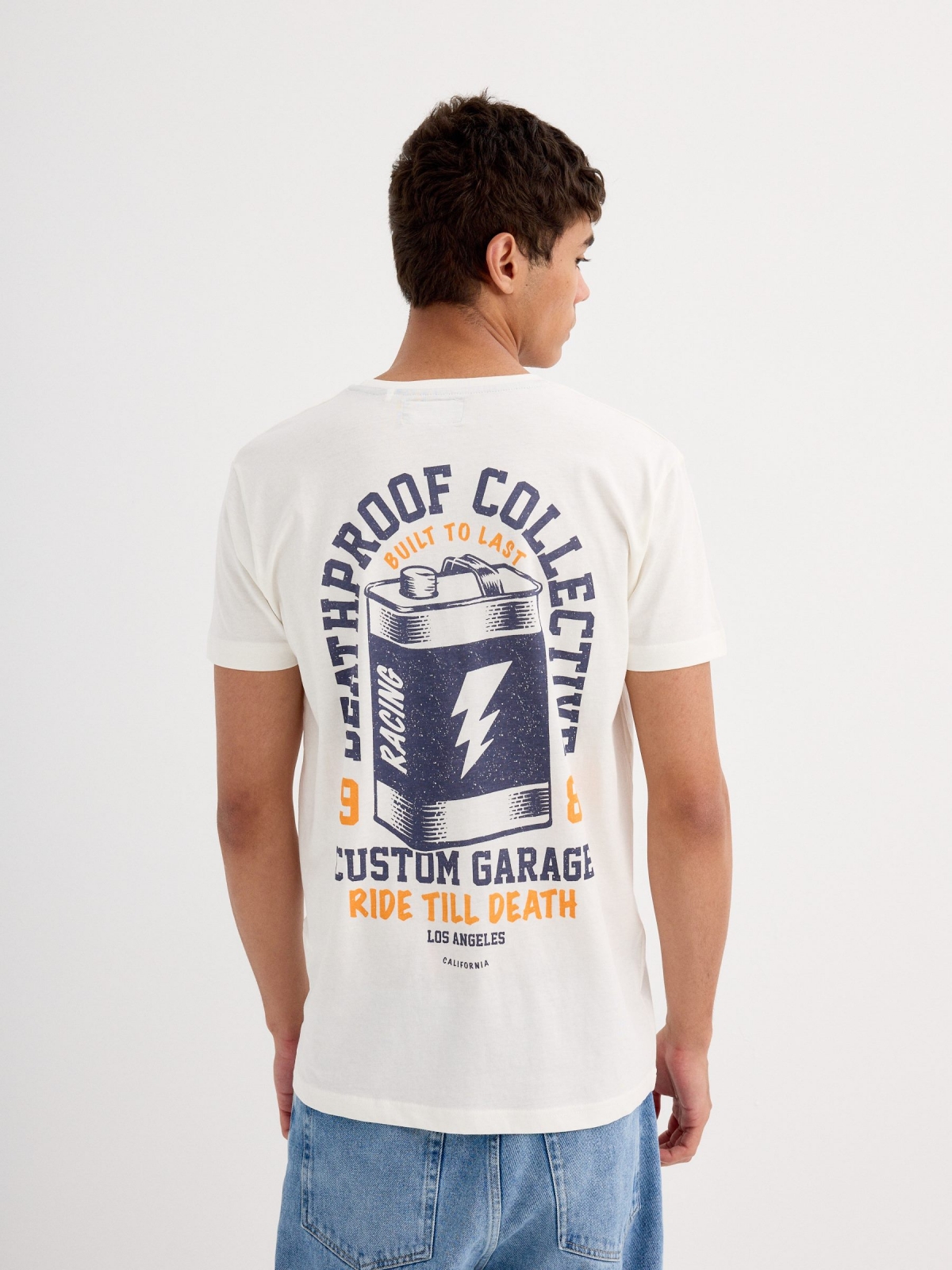 Short sleeve shirt Pila off white middle back view