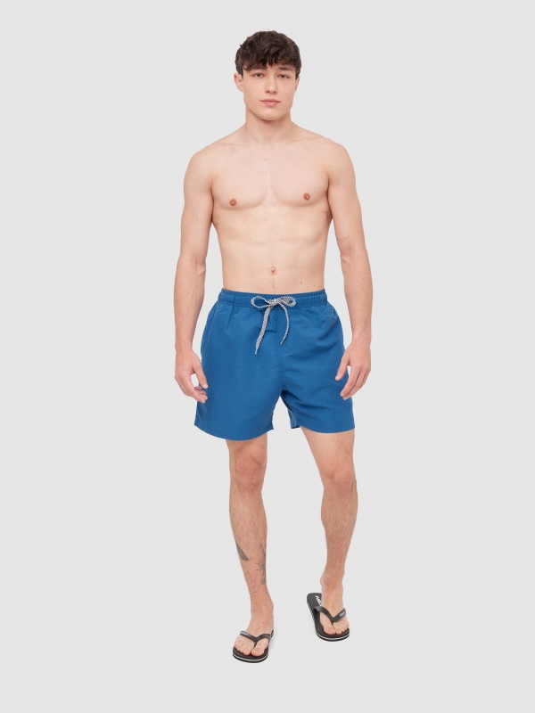 Basic swimsuit with pockets electric blue general front view