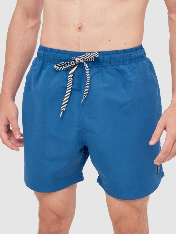 Basic swimsuit with pockets electric blue front detail view