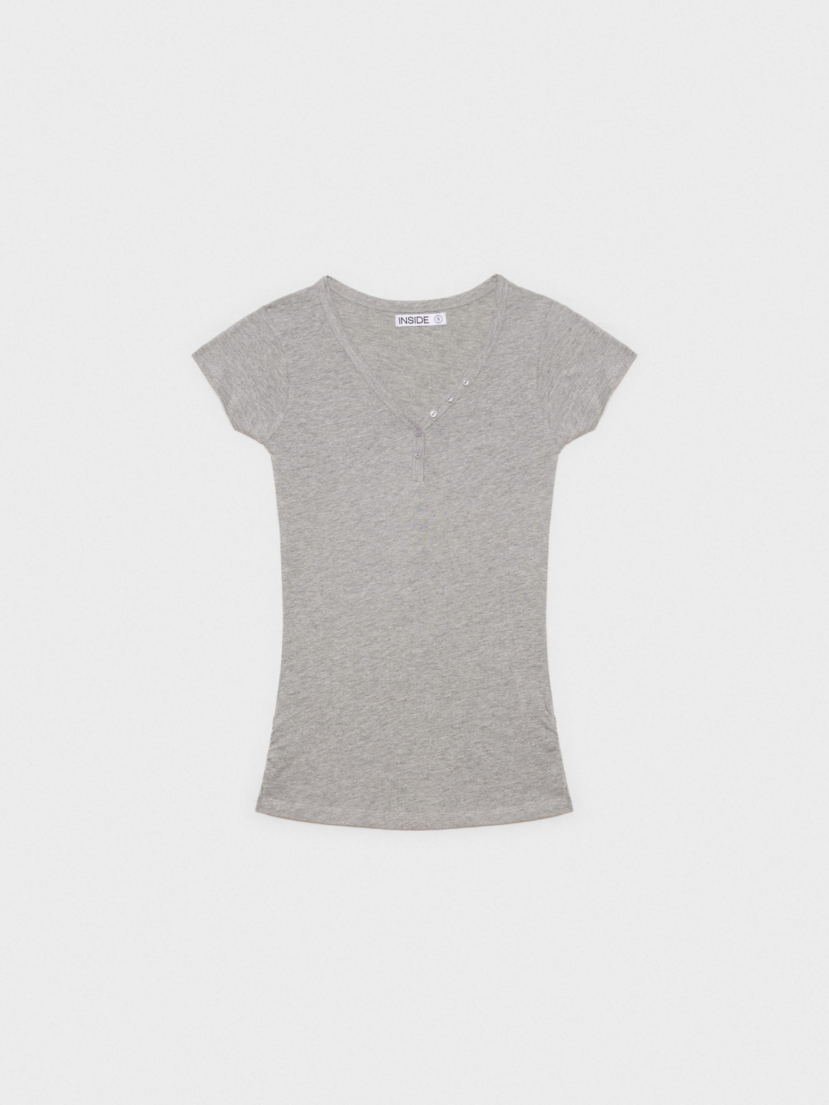  Basic V-neck T-shirt melange grey front view