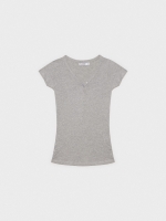 %Pto% Camiseta básica cuello pico gris melange vista frontal