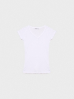 %Pto% Camiseta básica cuello pico blanco vista frontal