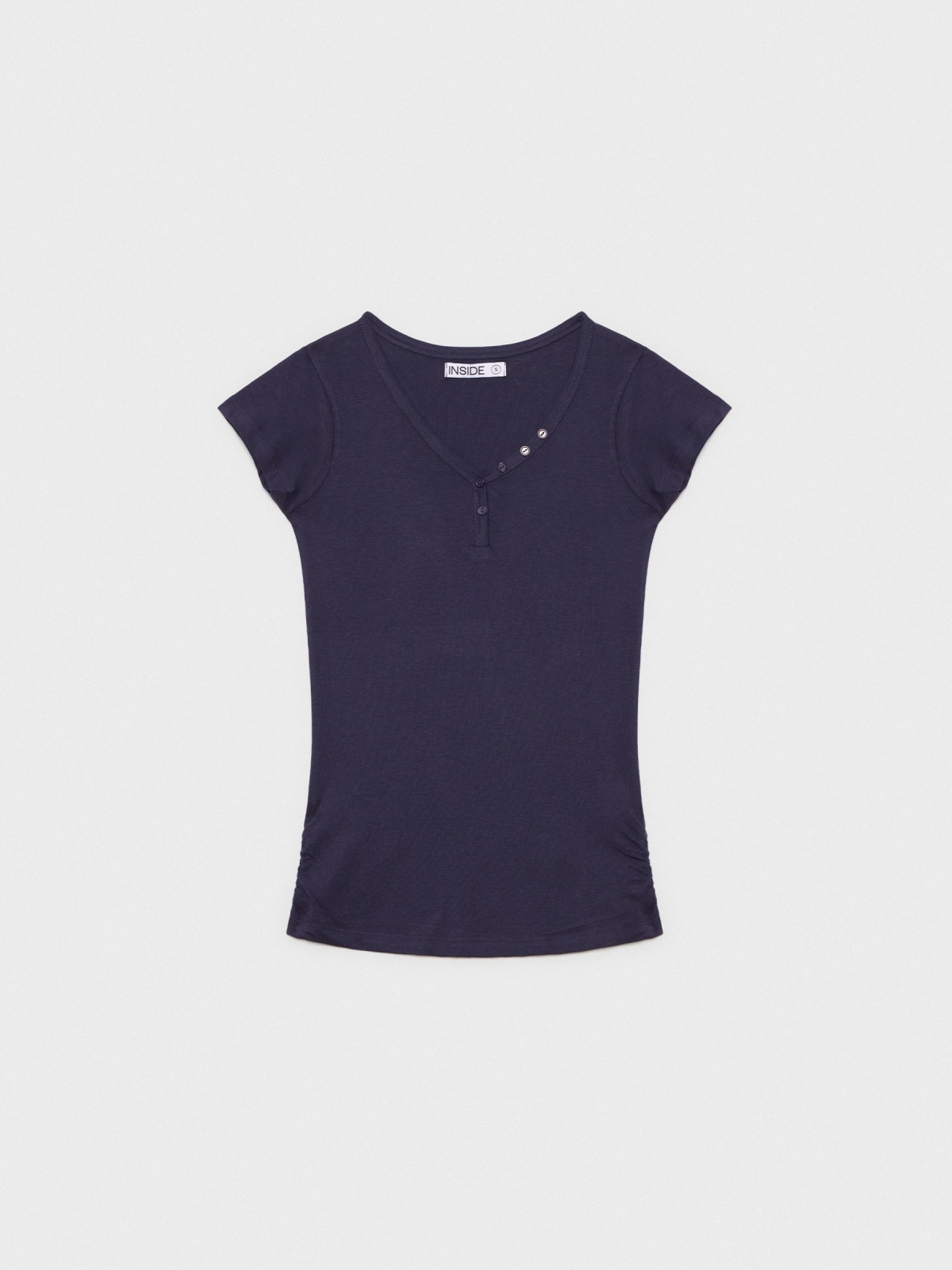 %Pto% Camiseta básica cuello pico azul marino vista frontal
