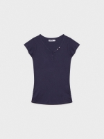 %Pto% Camiseta básica cuello pico azul marino vista frontal