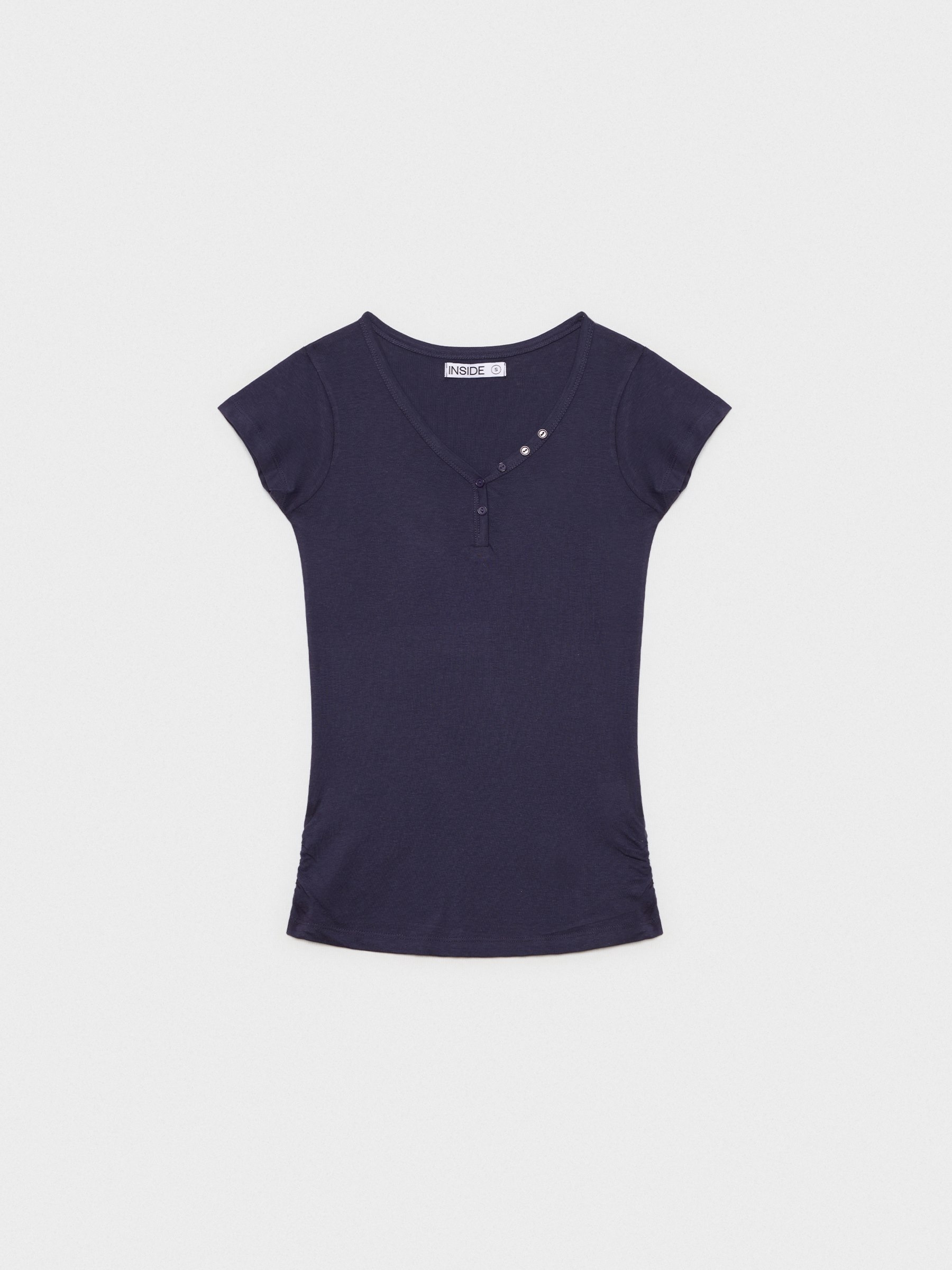 Camiseta básica cuello pico azul marino vista media frontal