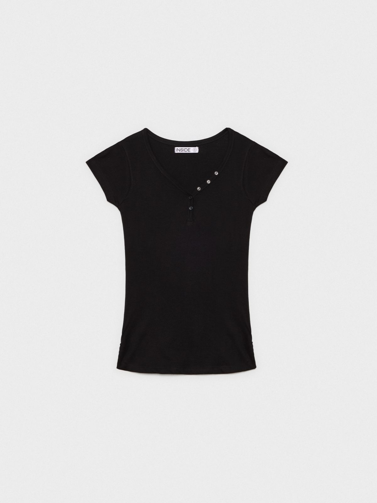 %Pto% Camiseta básica cuello pico negro vista frontal