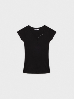 %Pto% Camiseta básica cuello pico negro vista frontal