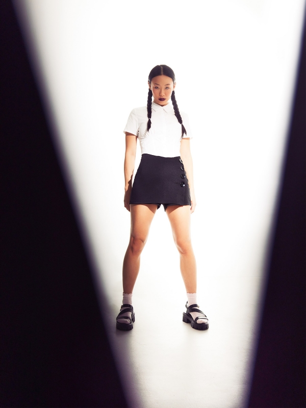  Saia-calção botões preto