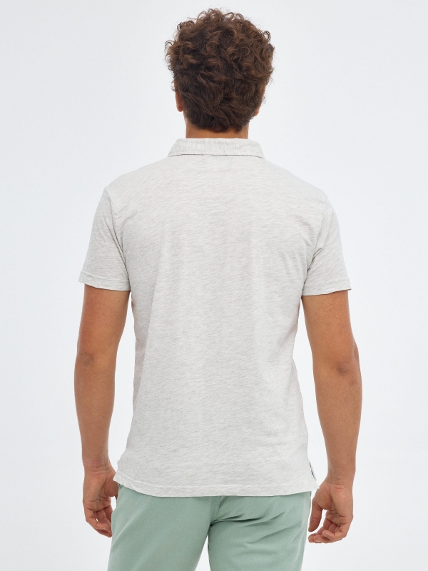 Basic polo classic collar light melange middle back view