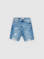 %Pto% Bermudas Denim Skinny rotos azul vista frontal
