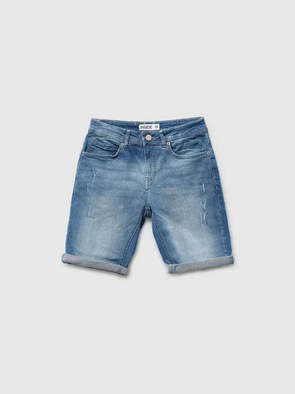  Bermuda slim washed denim blue front view