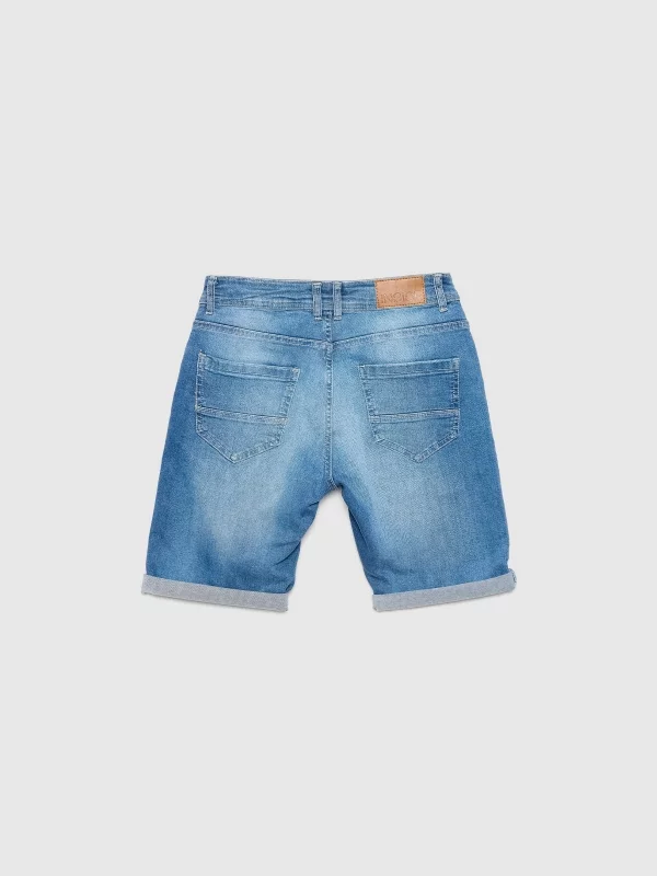Bermuda slim washed denim blue back view
