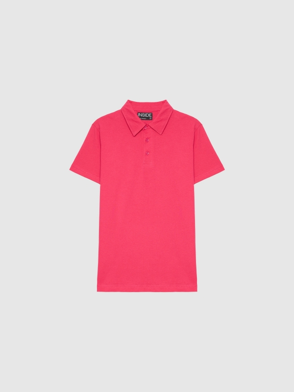  Basic short-sleeved polo shirt fuchsia front view