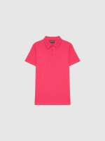%Pto% Polo básico manga corta fucsia vista frontal