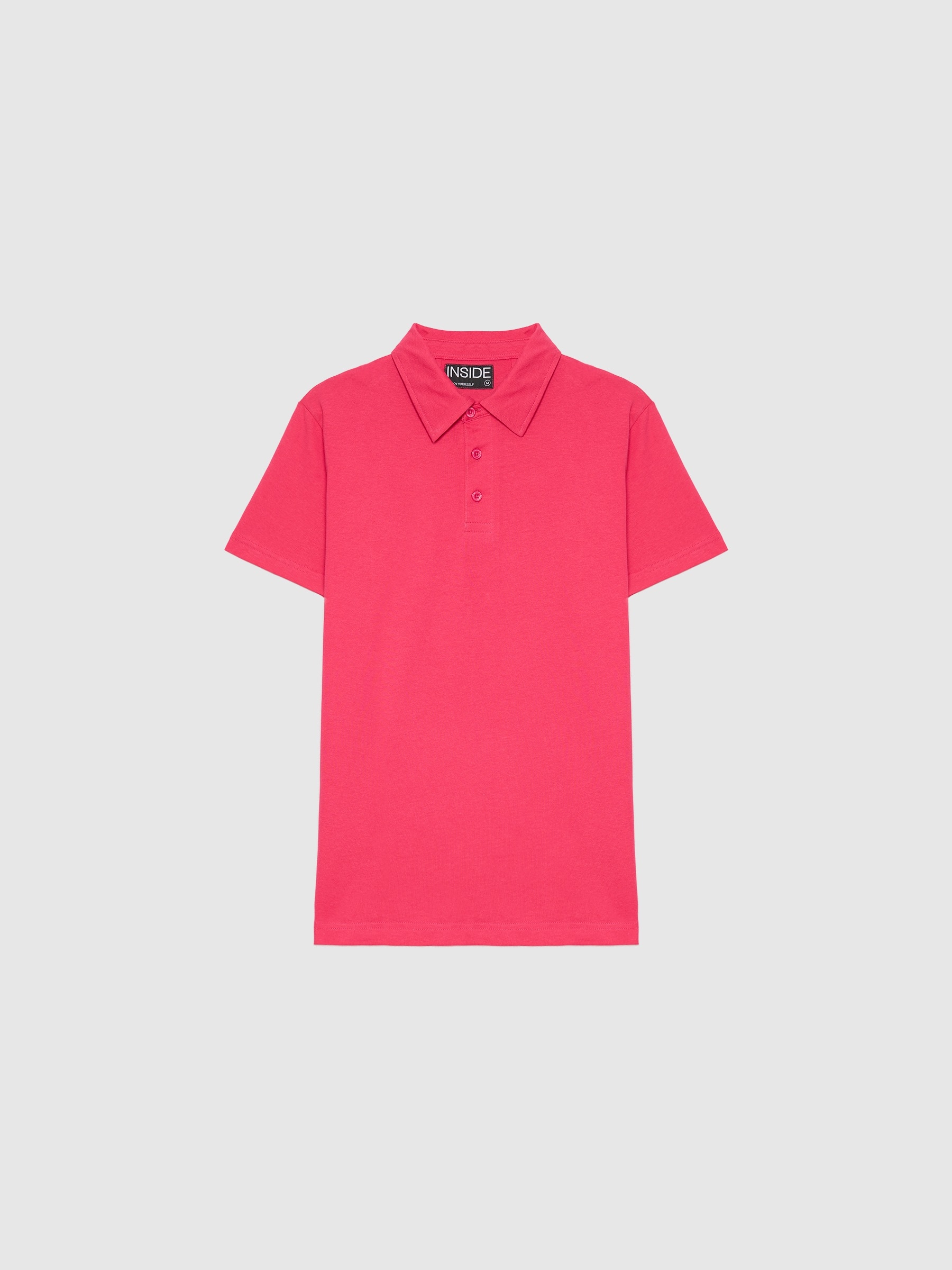 Basic short-sleeved polo shirt fuchsia middle front view