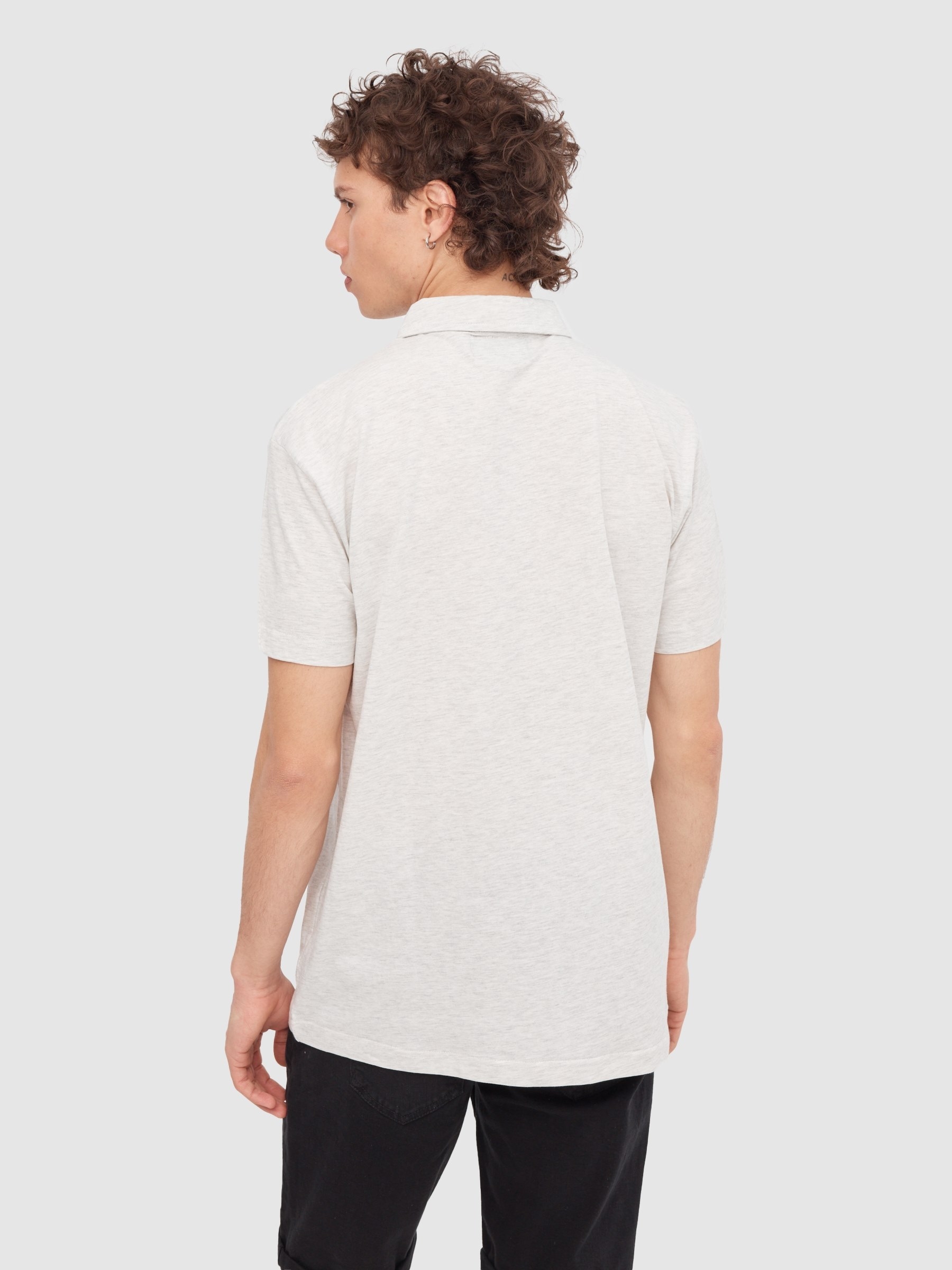 Basic short-sleeved polo shirt light melange middle front view
