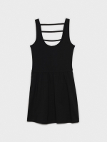 %Pto% Vestido espalda tiras negro vista frontal