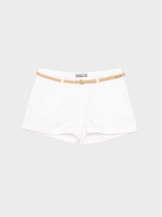 %Pto% Short pinzas cinturón blanco vista frontal
