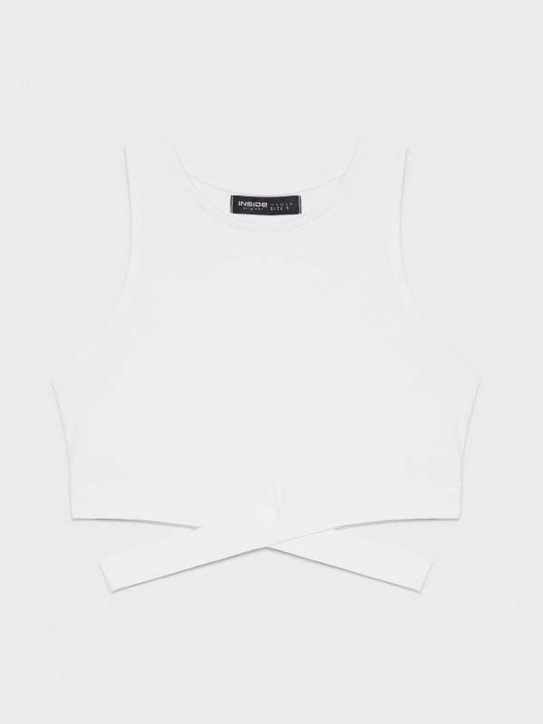  Elastic cross cropped top white front view