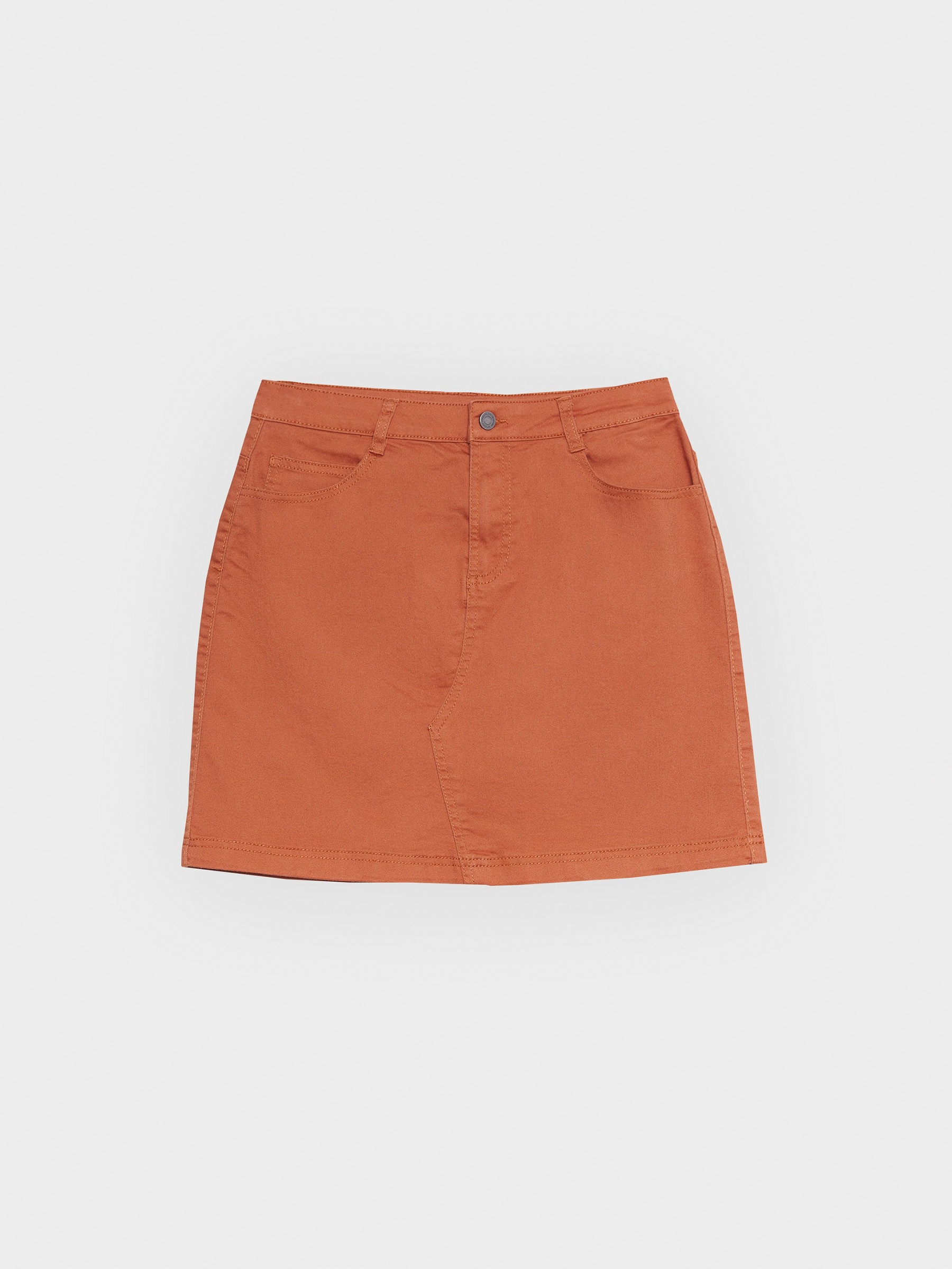  Basic twill skirt brown front view