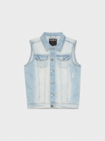 %Pto% Colete jeans azul lavado azul claro vista frontal
