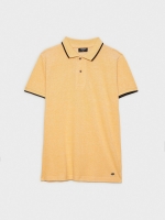 %Pto% Piqué polo with contrast trims ochre front view