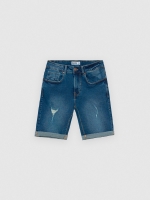 %Pto% Basic denim bermuda blue front view