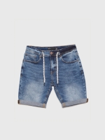 %Pto% Bermuda denim cintura ajustable azul vista frontal