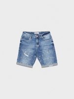 %Pto% Bermuda denim azul lavado costuras azul vista frontal