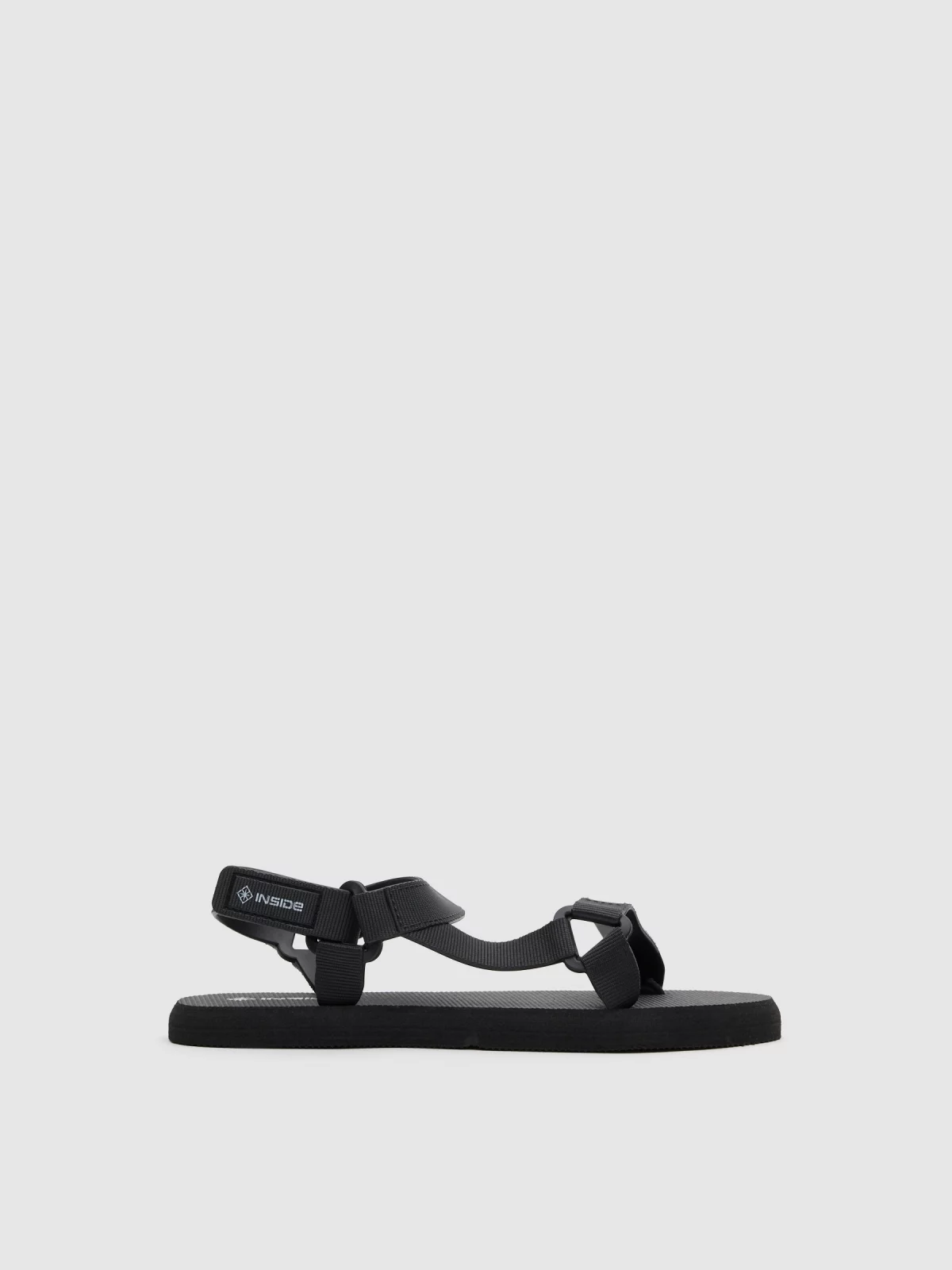 Sandália tiras velcro preto vista superior