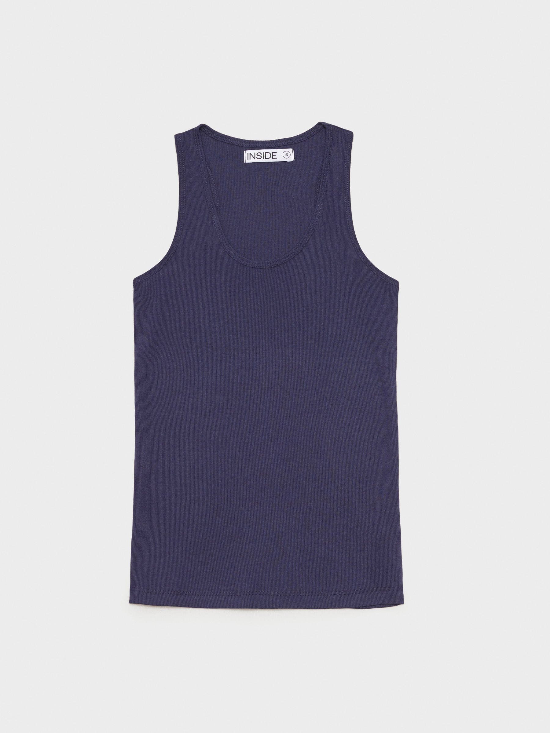 Camiseta básica espalda nadadora azul marino vista media frontal