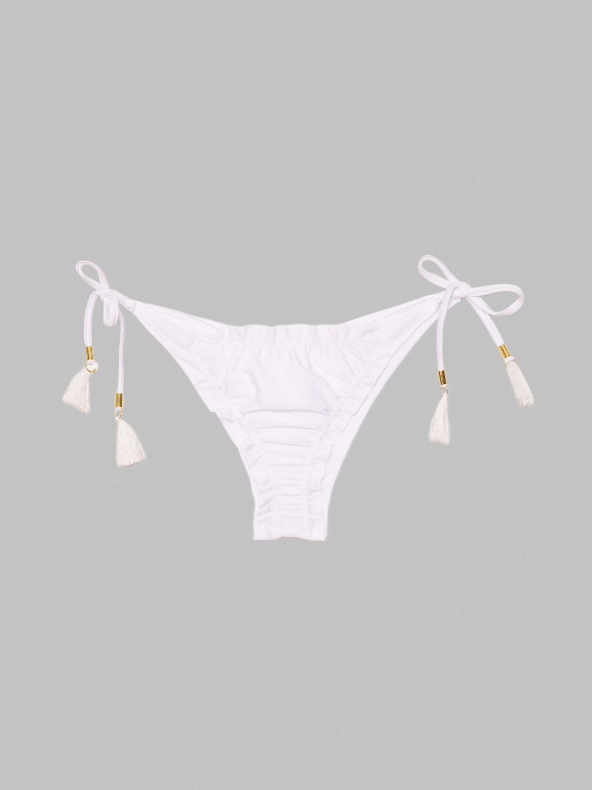 Braguita bikini efecto metalizado blanco vista detalle frontal