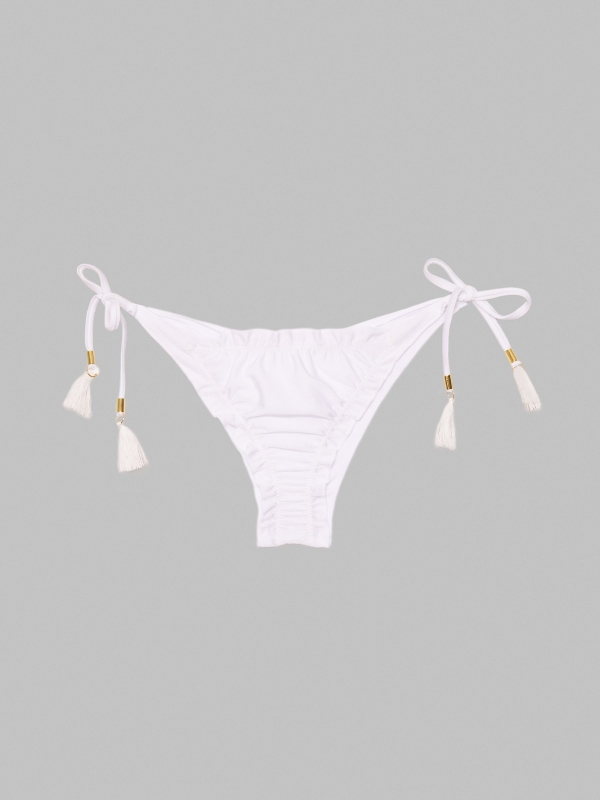Braguita bikini efecto metalizado blanco vista detalle frontal