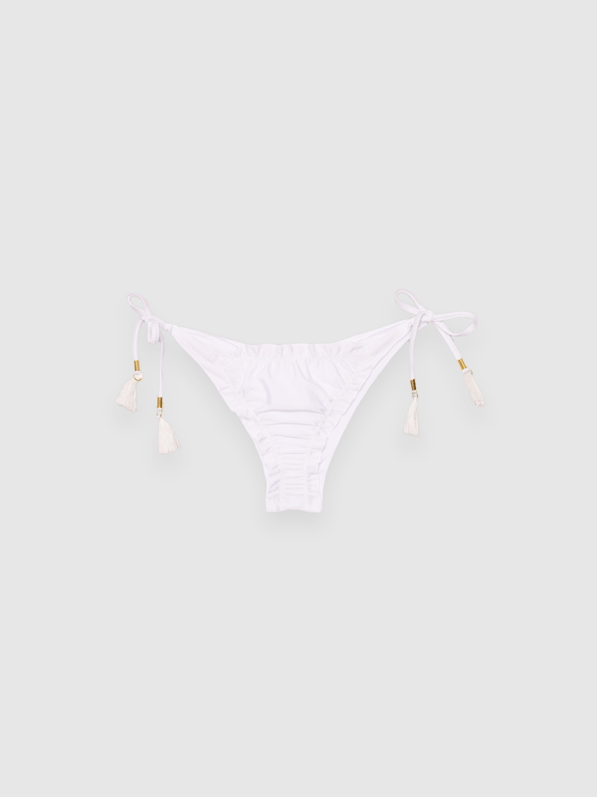 %Pto% Cueca de biquíni efeito metalizado branco vista frontal