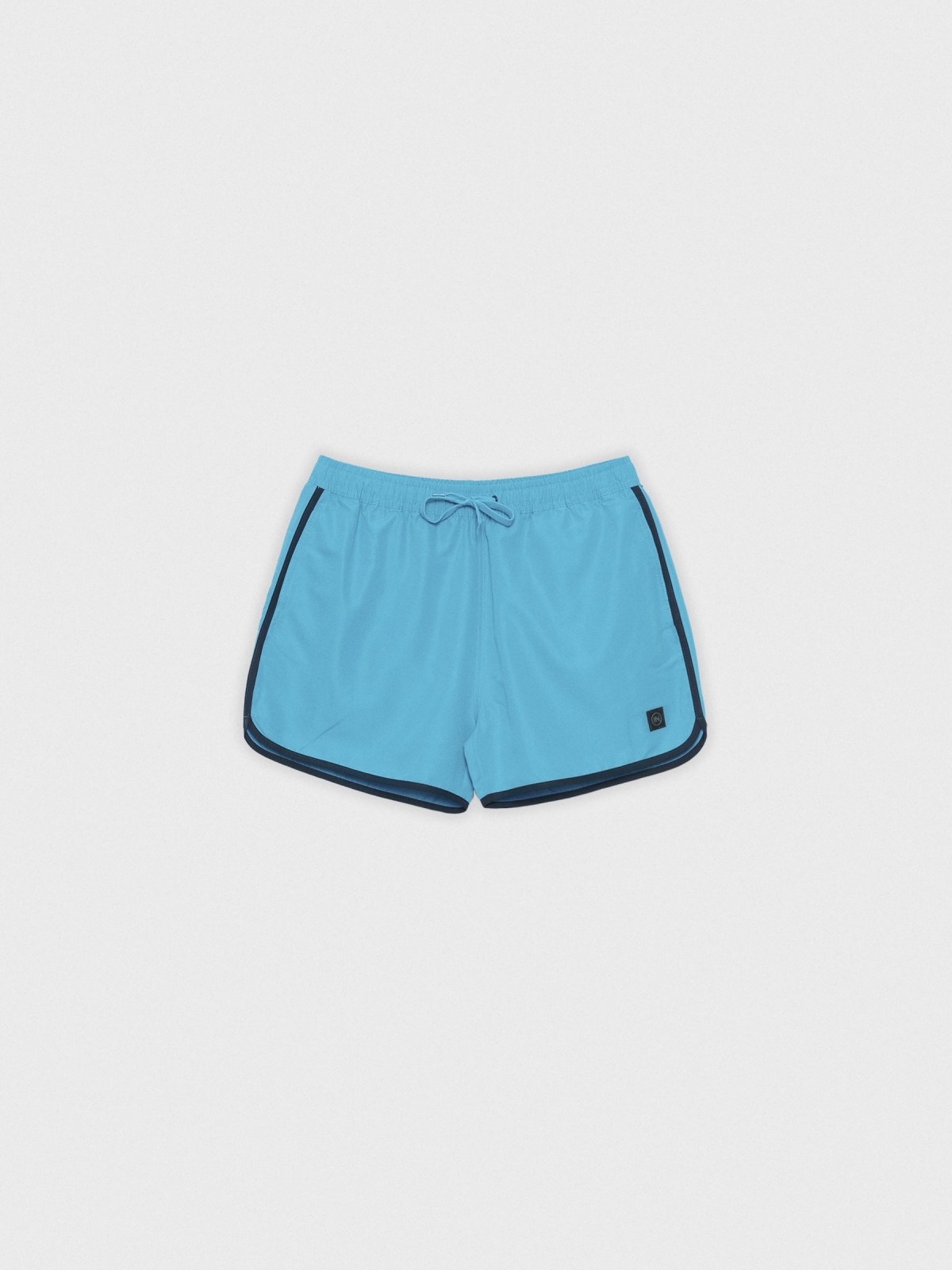 %Pto% Bañador corto ribete contraste azul vista frontal