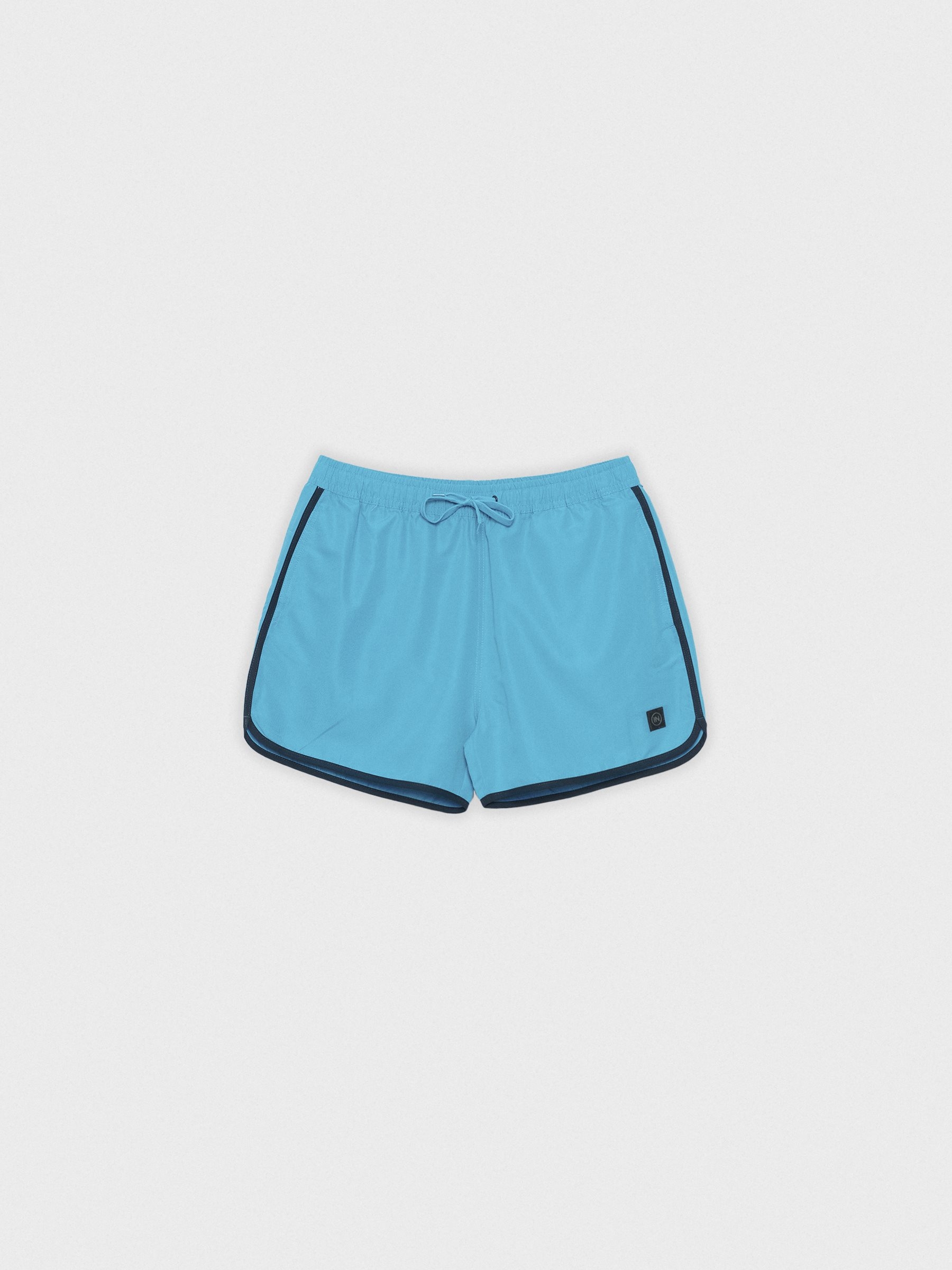 %Pto% Bañador corto ribete contraste azul vista frontal