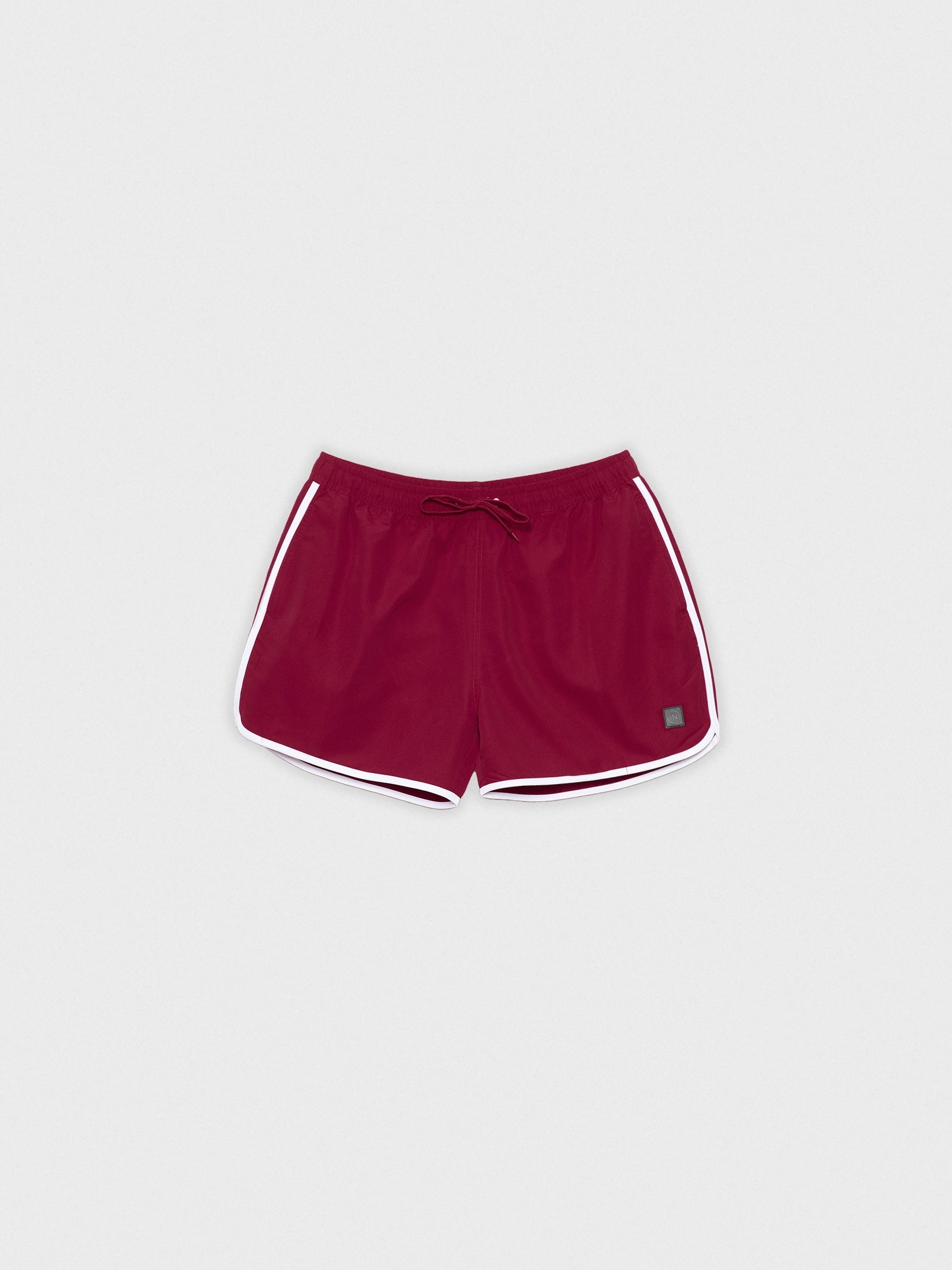  Contrast trim short swimsuit red front view