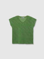 %Pto% Camiseta cuello pico textura verde oliva vista frontal