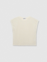 %Pto% Camiseta bordado suizo calado blanco roto vista frontal