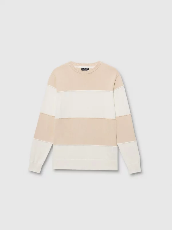  White and beige striped jersey white front view