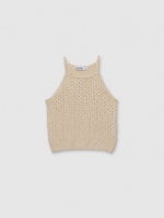%Pto% Top halter crochet gris vista frontal