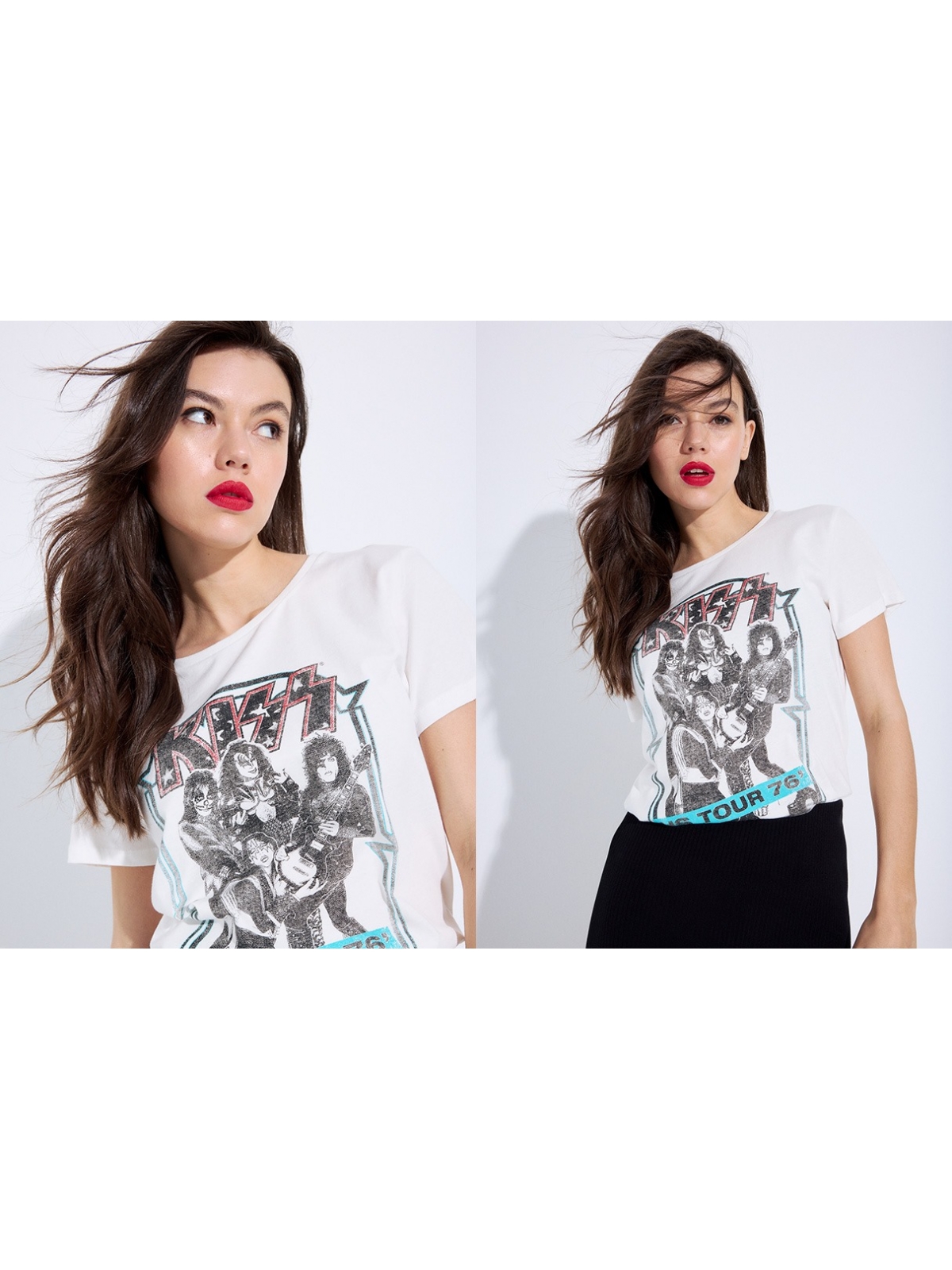%NewExtra% Camiseta KISS blanco roto