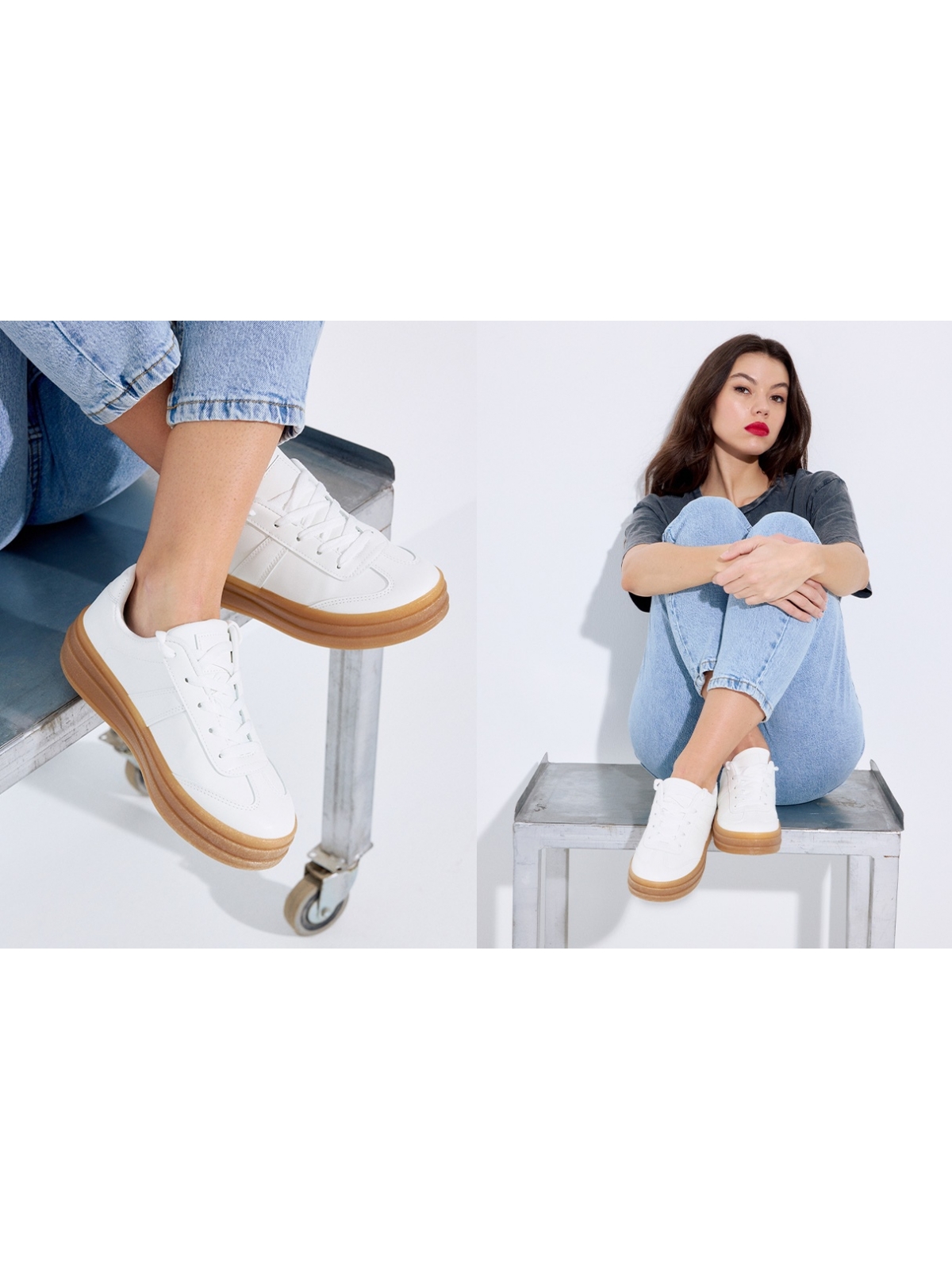 %NewExtra% Retro sneakers with platform white