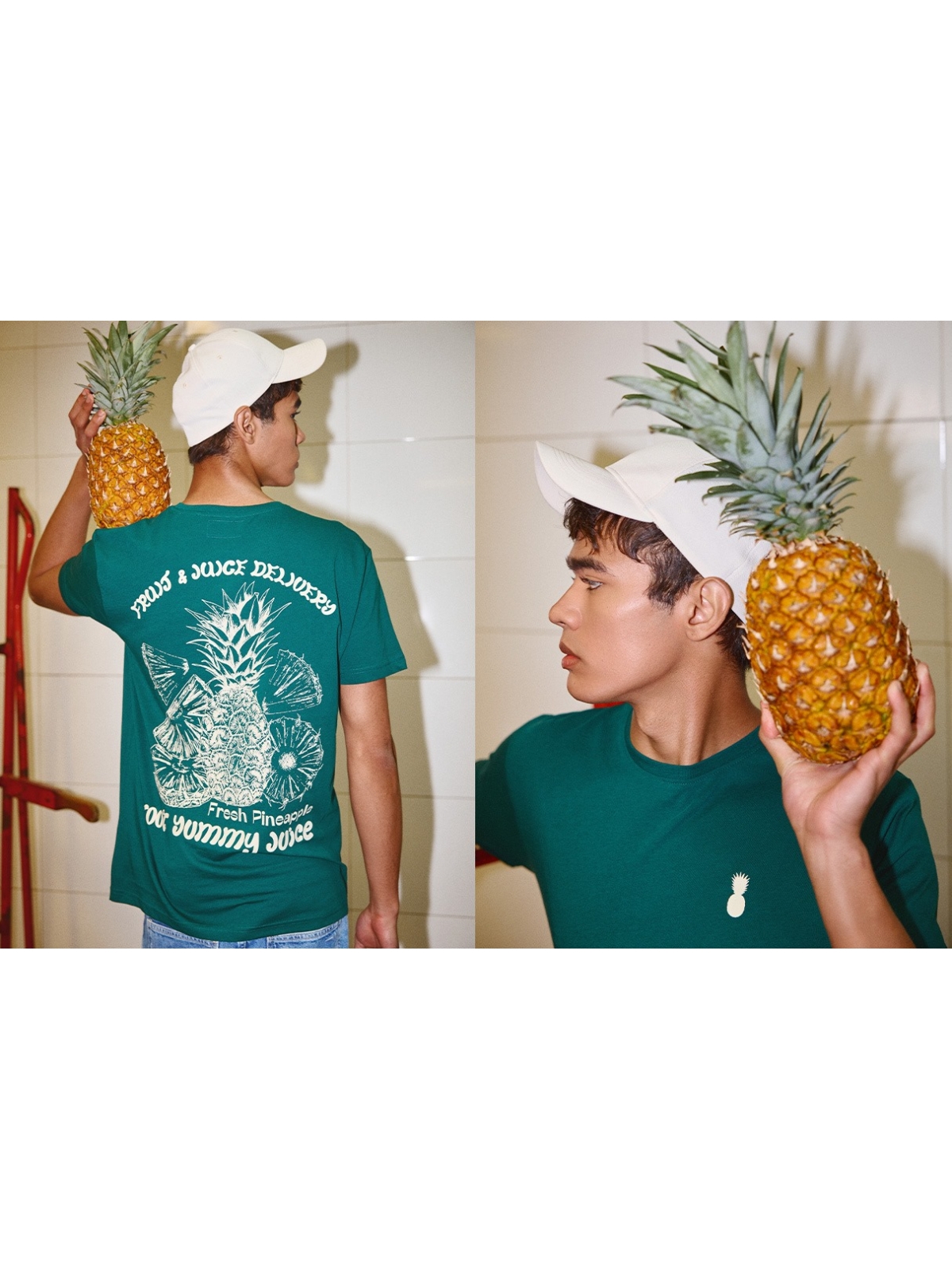 %NewExtra% Camiseta de manga curta Pineapple verde escuro