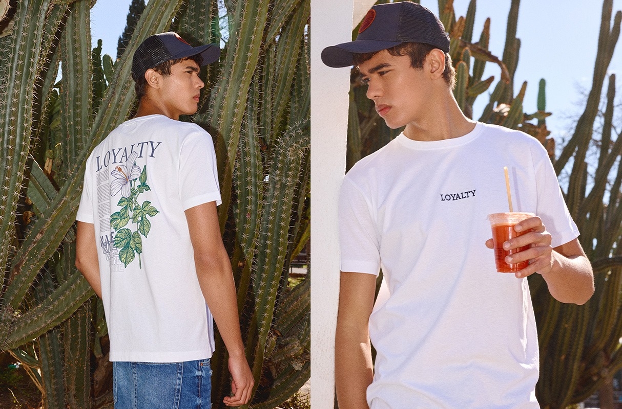 Camiseta manga corta Loyalty blanco vista media frontal