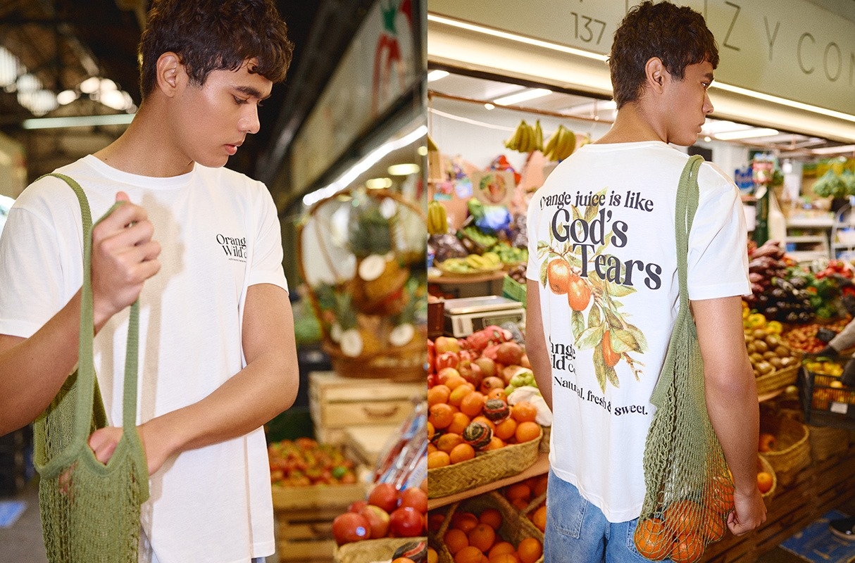 Camiseta manga corta frutal blanco vista media frontal