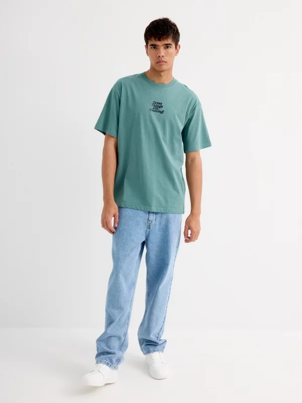 Short sleeve t-shirt Great Things green general front view