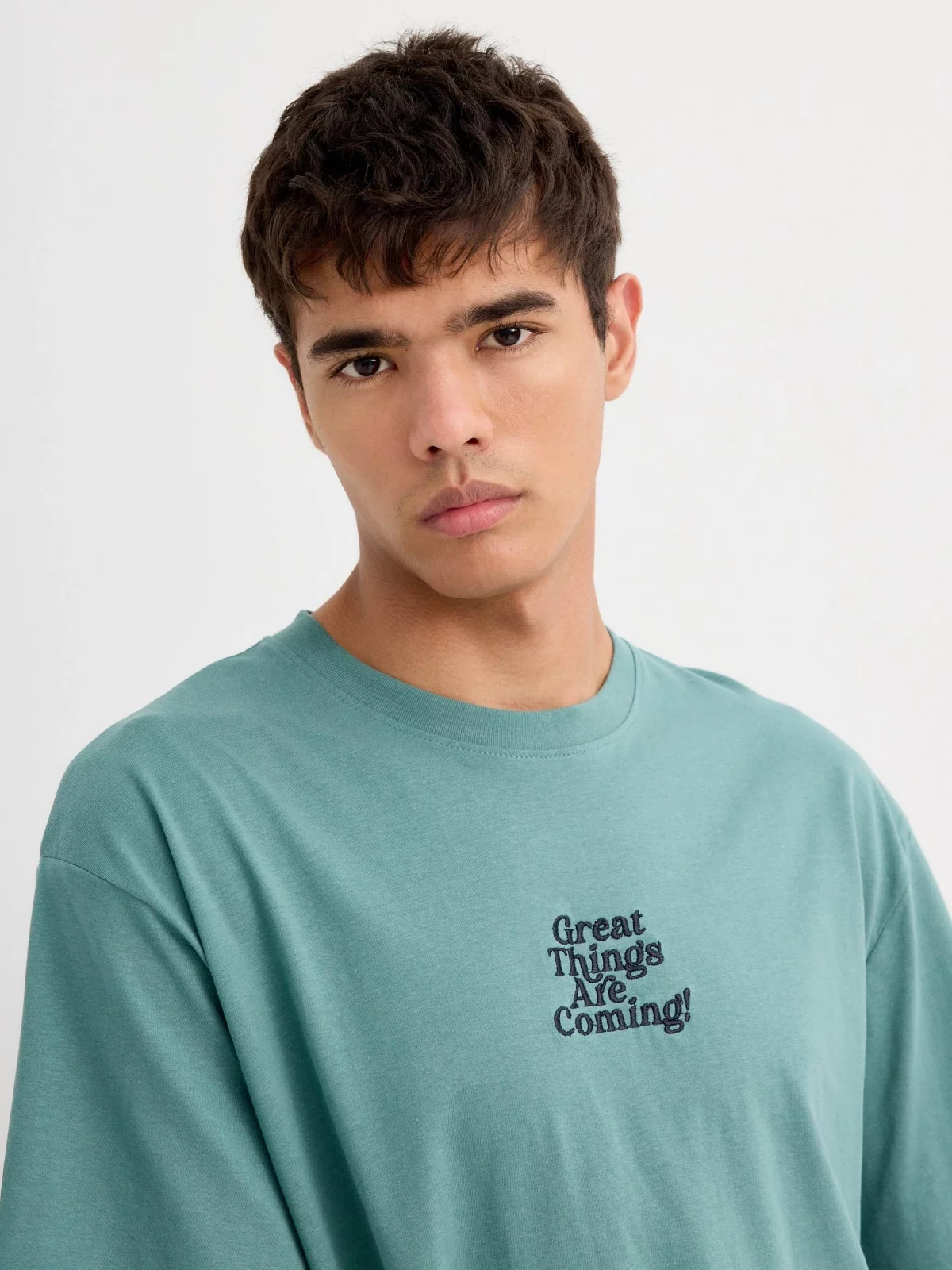 Short sleeve t-shirt Great Things green detail view