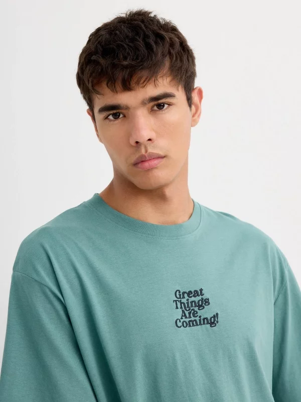Short sleeve t-shirt Great Things green detail view
