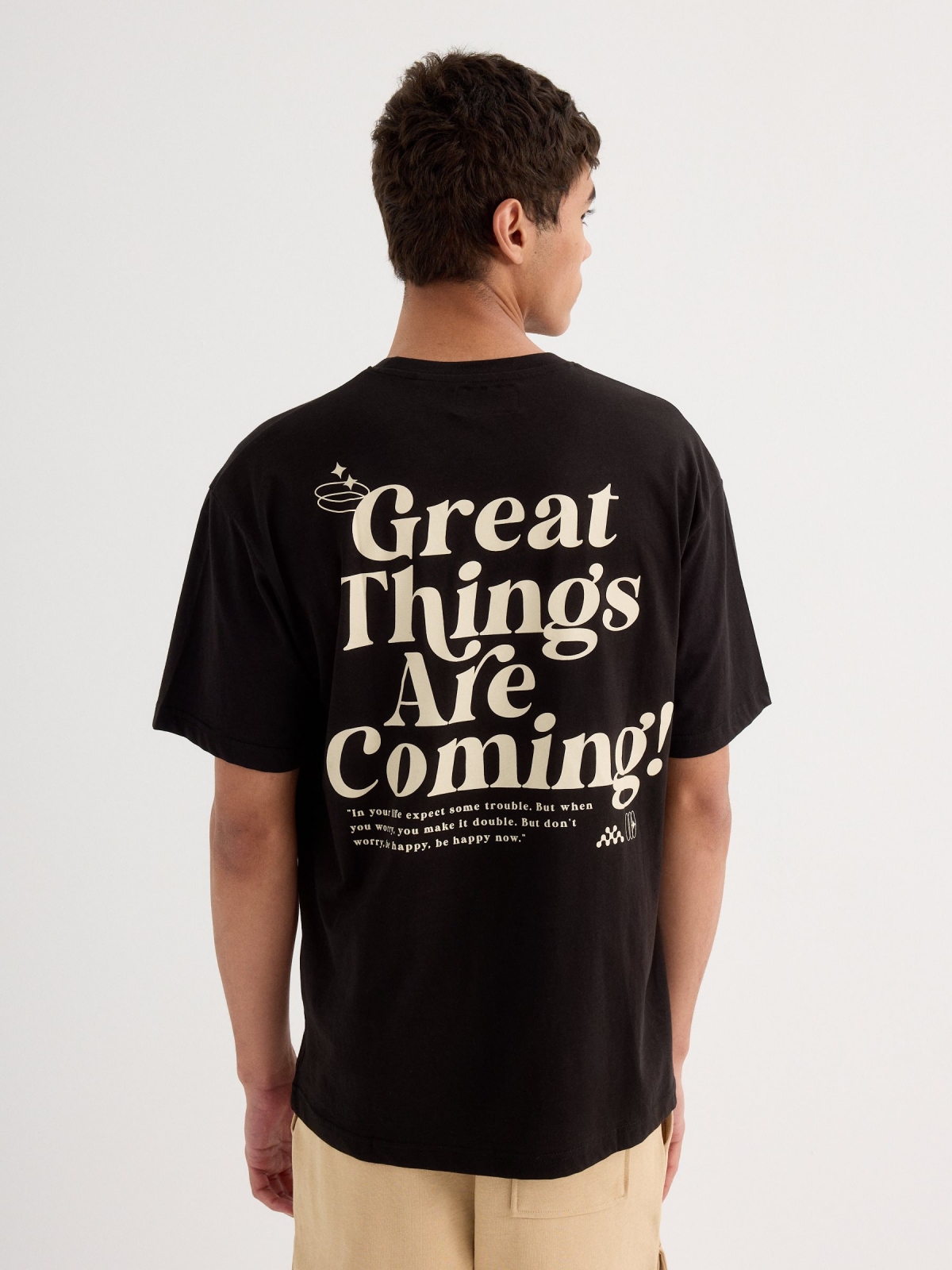 Short sleeve t-shirt Great Things black middle back view